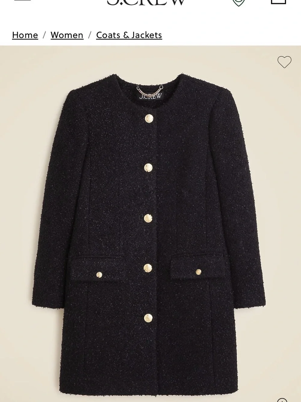 J. Crew Cream Bouclé Single-Breasted Coat with Gold Buttons - Picture 6 of 6